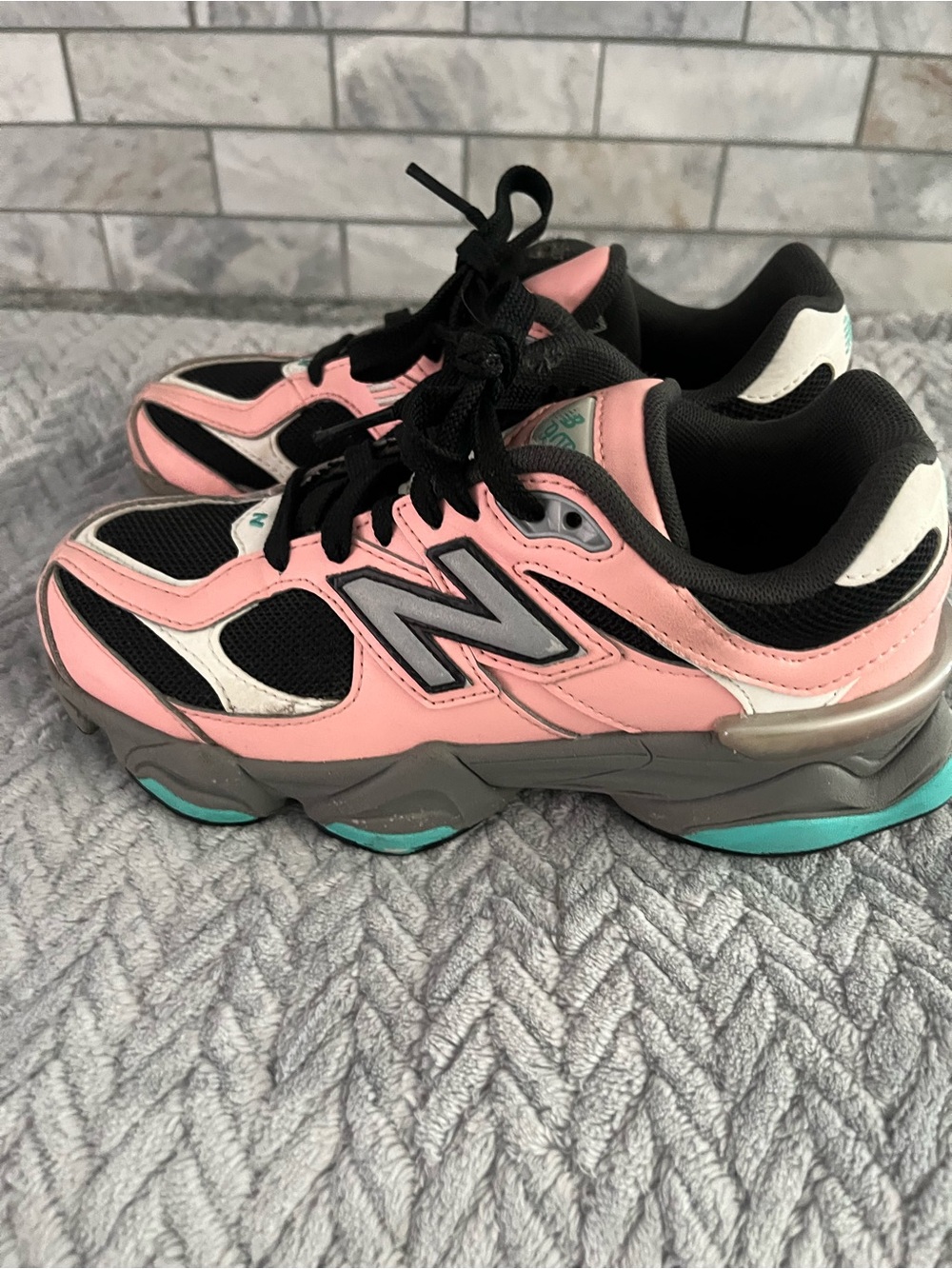 New Balance Pink, Black & Teal Chunky Athletic Sneakers
